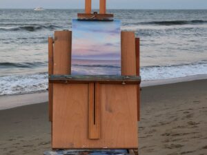 Original plein air coastal landscape painting - Moonrise