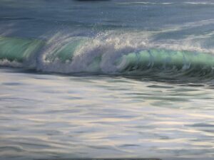 Original Panoramic Oil Painting of Ocean Waves