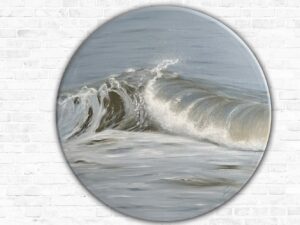 Inhale - original wave painting on round canvas