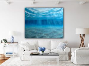 Large original underwater painting in oil on canvas