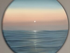 Emerging Light - original realistic seascape on round canvas