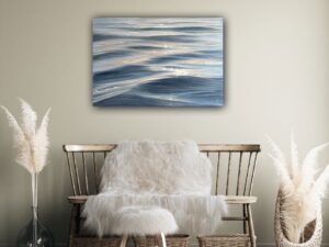 Reflections of Peach Sunrise - ocean waves at sunrise painting