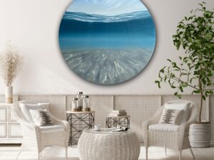 Underwater painting on round canvas - Clarity