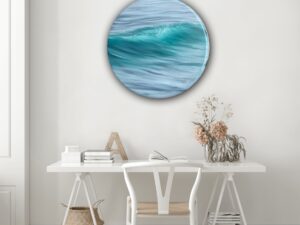Reveal - original ocean wave painting on round canvas