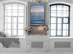 Original sunrise over the ocean painting