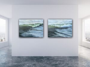 Ocean waves diptych painting - Journey
