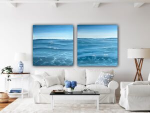 Luminous Days- Original Diptych Painting of Ocean Waves 72x36" (2023)