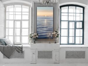 Sense of Wonder - Original Sunrise Painting by Eva Volf, oil on canvas 48x24" (2024)