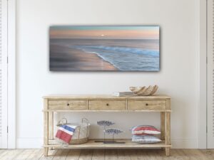 Unfolding - Original Sunrise Painting by Eva Volf, oil on canvas 40x16" (2024)