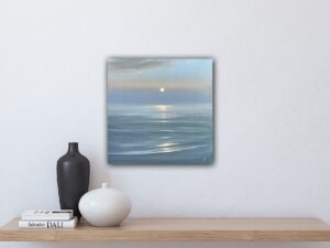 Under The Moonlight - Original Seascape Painting, oil on canvas 12x12" (2023)