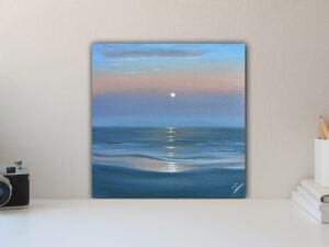 Peaceful View - Original Seascape Painting, oil on canvas 12x12" (2023)