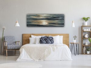 Silver and Gold - Original Ocean Sunset Painting 60x20" (2024)