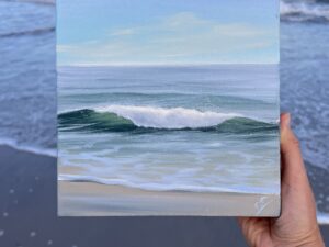 Solo - Small Ocean Wave Painting, oil on canvas 8x8" (2024)