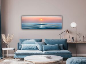 Aglow - Original Ocean Sunset Painting 60x20" (2024)