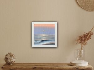 Pearl- Original Seascape Painting, oil on canvas 8x8", framed (2024)