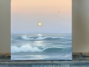 Rising Tide - Small Original Seascape Painting, oil on canvas 8x8", framed (2024)