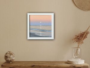 Summer Serenity - Original Seascape Painting, oil on canvas 8x8", framed (2024)