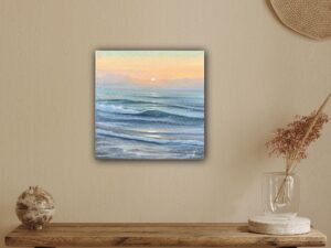 Rising with the Sun - Original Seascape Painting, oil on canvas 12x12" (2024)