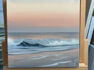 East Coast Sunset - Original Seascape Painting, oil on canvas 12x12" (2024)