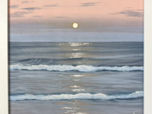 Gulf Coast Sunset - Original Seascape Painting, oil on canvas 12x12" (2024), framed