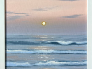 Sarasota Sunset - Original Seascape Painting, oil on canvas 12x12" (2024), framed