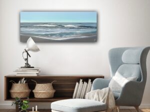 By The Water's Edge - Original Ocean Waves Painting 40x16" (2024)