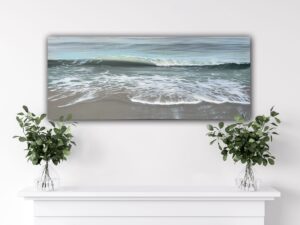 Ocean Lace - Original Ocean Waves Painting 40x16" (2024)
