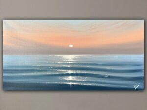 Evening Beauty - Original Ocean Waves Painting 24x12" (2025)