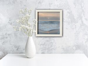 Coastal Bliss - Original Small Seascape Painting, oil on canvas 8x8", framed (2025)