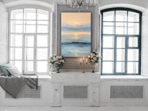 The Power of Quiet Mind - Original Coastal Moonrise Painting 24x36" (2025)