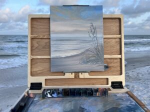 Morning at the Gulf - Plein Air Painting, oil on canvas 8x10", framed 9x11" (2025)