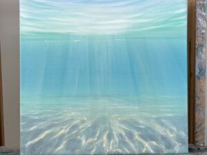 Underwater Light - Small Original  Clear Water Painting, oil on canvas 12x12" (2025)
