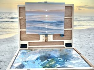 Sunset on the Gulf - Plein Air Painting, oil on canvas 8x10", framed 9x11" (2025)
