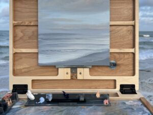 Serene Days on the Gulf - Plein Air Painting, oil on canvas 8x8", framed 9x9" (2025)